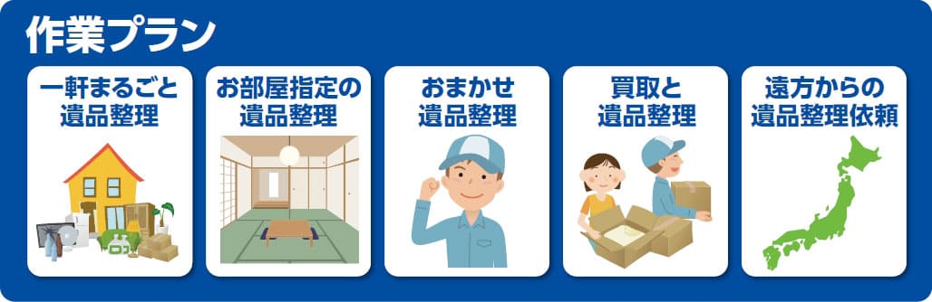 遺品整理の作業プラン一覧